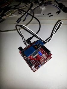 DS1302 daughterboard attached to digital IO pins 37, 38 & 39 on uC32 and Wifi shield